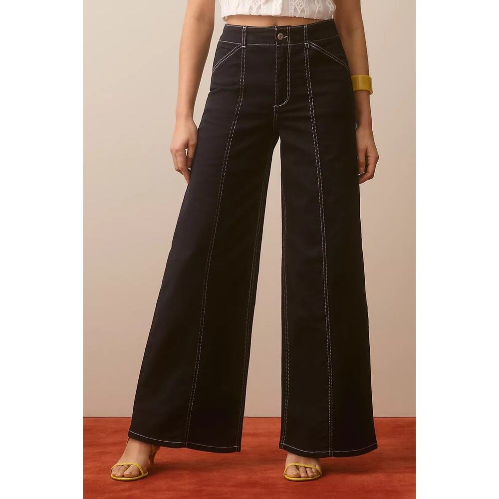 Anthropologie Maeve The Delaney Clean-Seamed High-Rise Wide-Leg Jeans 28 NWT